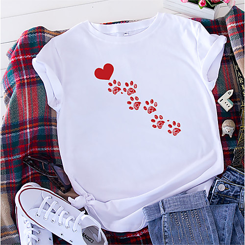Women's T shirt Heart Print Round Neck Tops 100% Cotton Basic Basic Top White Black Red
Women's T shirt Heart Print Round Neck Tops 100% Cotton Basic Basic Top White Black Red