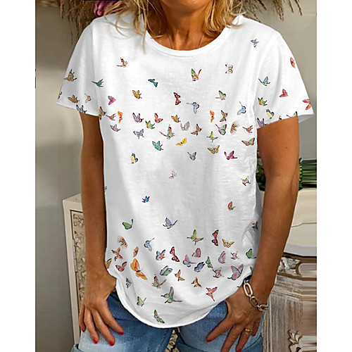 Women's Butterfly T shirt Graphic Butterfly Print Round Neck Basic Tops White Blue Purple
Women's Butterfly T shirt Graphic Butterfly Print Round Neck Basic Tops White Blue Purple