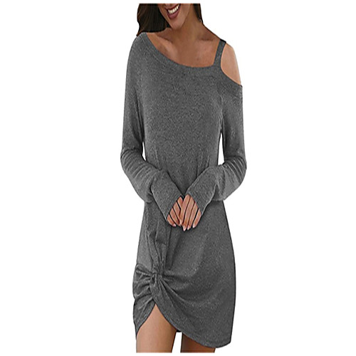 Women's T shirt Dress Plain Long Sleeve Diagonal Neck Tops Basic Basic Top Black Blue Red
Women's T shirt Dress Plain Long Sleeve Diagonal Neck Tops Basic Basic Top Black Blue Red