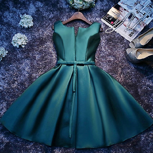 A-Line Jewel Neck Tea Length Satin Bridesmaid Dress with Bow(s) / Bandage
A-Line Jewel Neck Tea Length Satin Bridesmaid Dress with Bow(s) / Bandage