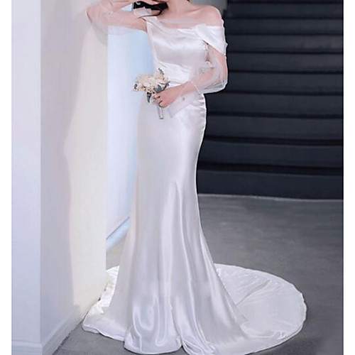Mermaid / Trumpet Minimalist Elegant Engagement Formal Evening Dress Off Shoulder Long Sleeve Court Train Charmeuse with Sleek 2021
Mermaid / Trumpet Minimalist Elegant Engagement Formal Evening Dress Off Shoulder Long Sleeve Court Train Charmeuse with Sleek 2021