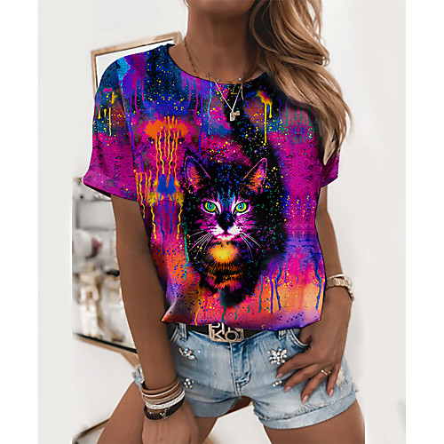 Women's Painting T shirt Cat Graphic 3D Print Round Neck Basic Tops Purple Yellow Fuchsia
Women's Painting T shirt Cat Graphic 3D Print Round Neck Basic Tops Purple Yellow Fuchsia