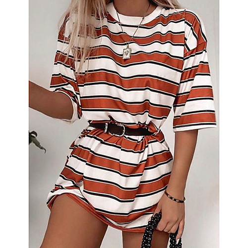 Women's T Shirt Dress Tee Dress Short Mini Dress Red Short Sleeve Striped Summer Round Neck Casual Loose 2021 M L XL XXL 3XL
Women's T Shirt Dress Tee Dress Short Mini Dress Red Short Sleeve Striped Summer Round Neck Casual Loose 2021 M L XL XXL 3XL