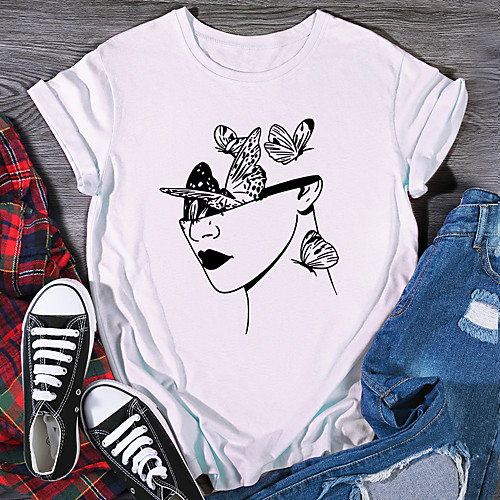Women's T shirt Graphic Print Round Neck Tops 100% Cotton Basic Basic Top White Black Purple
Women's T shirt Graphic Print Round Neck Tops 100% Cotton Basic Basic Top White Black Purple