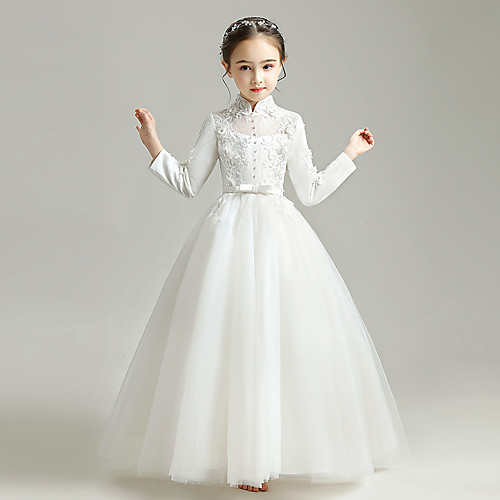 Princess Floor Length Flower Girl Dresses First Communion Tulle Long Sleeve High Neck with Bow(s) / Formal Evening
Princess Floor Length Flower Girl Dresses First Communion Tulle Long Sleeve High Neck with Bow(s) / Formal Evening