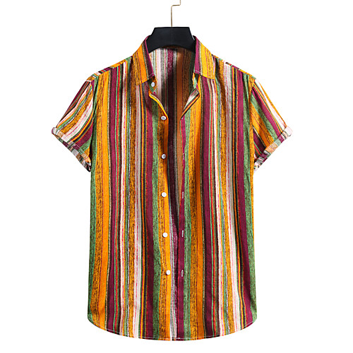 Men's Shirt Other Prints Striped Print Short Sleeve Casual Tops Hawaiian Button Down Collar Blue Yellow
Men's Shirt Other Prints Striped Print Short Sleeve Casual Tops Hawaiian Button Down Collar Blue Yellow