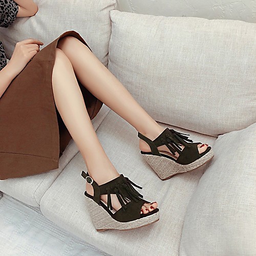 Women's Sandals Wedge Sandals Espadrilles Straw Sandals Wedge Heel Round Toe PU Synthetics Yellow Army Green Black
Women's Sandals Wedge Sandals Espadrilles Straw Sandals Wedge Heel Round Toe PU Synthetics Yellow Army Green Black