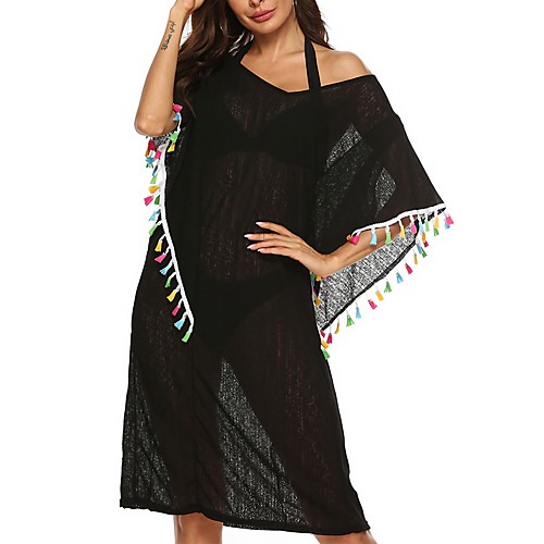 Women's Cover Up Swimsuit Tassel Fringe Color Block Black Swimwear Bathing Suits Fashion
Women's Cover Up Swimsuit Tassel Fringe Color Block Black Swimwear Bathing Suits Fashion