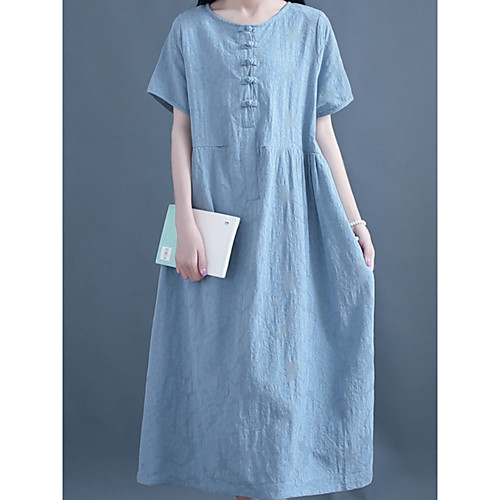 Women's Shift Dress Maxi long Dress Blushing Pink Light Blue Short Sleeve Solid Color Patchwork Fall Summer Round Neck Elegant Casual 2021 M L XL
Women's Shift Dress Maxi long Dress Blushing Pink Light Blue Short Sleeve Solid Color Patchwork Fall Summer Round Neck Elegant Casual 2021 M L XL