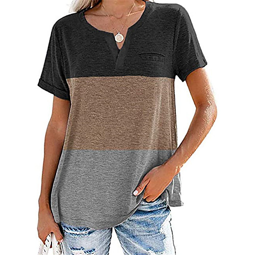 Women's T shirt Color Block Patchwork V Neck Tops Basic Basic Top Blue Purple Blushing Pink
Women's T shirt Color Block Patchwork V Neck Tops Basic Basic Top Blue Purple Blushing Pink