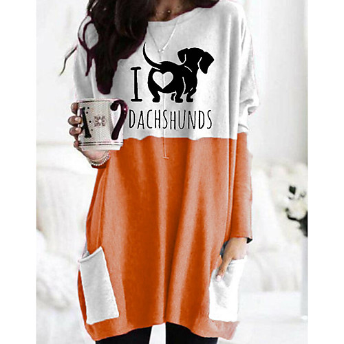 Women's T shirt Dog Graphic Animal Long Sleeve Pocket Round Neck Tops Basic Basic Top Black Orange Khaki
Women's T shirt Dog Graphic Animal Long Sleeve Pocket Round Neck Tops Basic Basic Top Black Orange Khaki