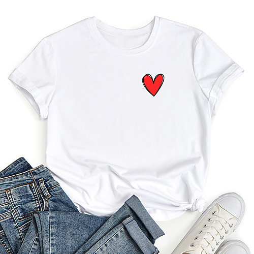Women's T shirt Graphic Heart Print Round Neck Tops 100% Cotton Basic Basic Top White Black Blue
Women's T shirt Graphic Heart Print Round Neck Tops 100% Cotton Basic Basic Top White Black Blue