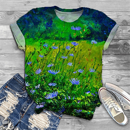 Women's Plus Size Tops T shirt Floral Graphic Print Short Sleeve Crewneck Basic Green Big Size XL XXL 3XL 4XL 5XL / Holiday
Women's Plus Size Tops T shirt Floral Graphic Print Short Sleeve Crewneck Basic Green Big Size XL XXL 3XL 4XL 5XL / Holiday