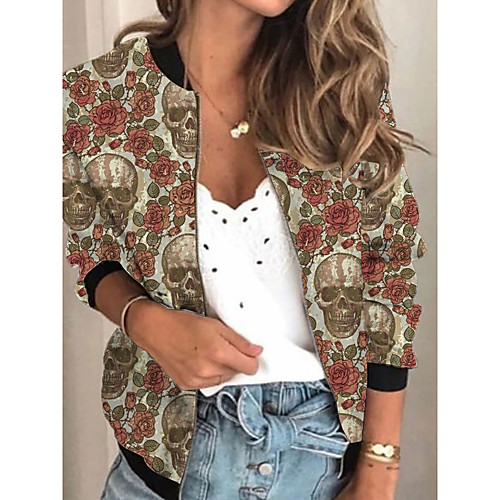 Women's Jacket Daily Spring & Fall Regular Coat Regular Fit Active Streetwear Jacket Long Sleeve Print Print Khaki / Holiday
Women's Jacket Daily Spring & Fall Regular Coat Regular Fit Active Streetwear Jacket Long Sleeve Print Print Khaki / Holiday