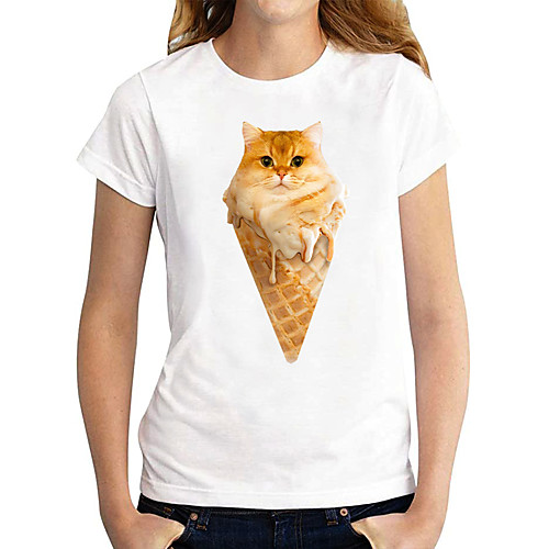 Women's 3D Cat T shirt Cat Graphic 3D Print Round Neck Basic Tops 100% Cotton White Black
Women's 3D Cat T shirt Cat Graphic 3D Print Round Neck Basic Tops 100% Cotton White Black