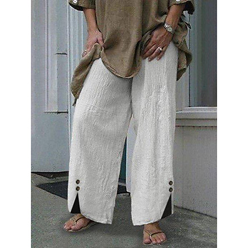 Women's Simple Soft Comfort Lightweight Linen / Cotton Blend Linen Loose Casual Beach Wide Leg Pants Solid Colored Full Length Split White Blue Blushing Pink Black Khaki
Women's Simple Soft Comfort Lightweight Linen / Cotton Blend Linen Loose Casual Beach Wide Leg Pants Solid Colored Full Length Split White Blue Blushing Pink Black Khaki