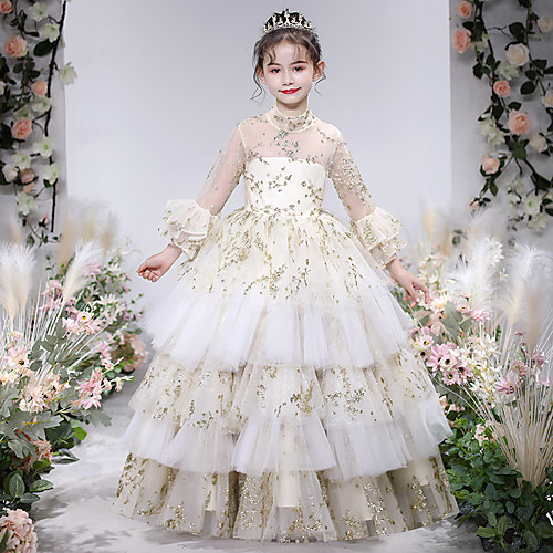 Princess Sweep / Brush Train Flower Girl Dresses Event / Party Tulle 3/4 Length Sleeve Queen Anne with Lace / Formal Evening
Princess Sweep / Brush Train Flower Girl Dresses Event / Party Tulle 3/4 Length Sleeve Queen Anne with Lace / Formal Evening