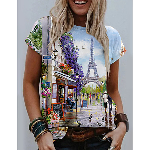 Women's Holiday Floral Theme Painting T shirt Graphic Scenery 3D Print Round Neck Basic Tops White Blue Green
Women's Holiday Floral Theme Painting T shirt Graphic Scenery 3D Print Round Neck Basic Tops White Blue Green