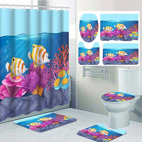 Fish Sea Creature Comics Bathroom Waterproof Shower Curtain Leisure Toilet Floor Mat Four-piece Design
Fish Sea Creature Comics Bathroom Waterproof Shower Curtain Leisure Toilet Floor Mat Four-piece Design