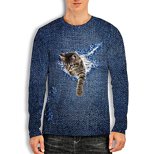Men's Tees T shirt 3D Print Cat Graphic Prints Animal Print Long Sleeve Daily Tops Basic Casual Blue
Men's Tees T shirt 3D Print Cat Graphic Prints Animal Print Long Sleeve Daily Tops Basic Casual Blue