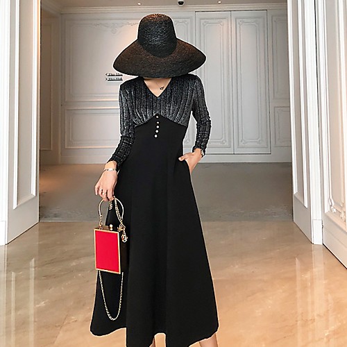 A-Line Elegant Vintage Homecoming Cocktail Party Dress V Neck Long Sleeve Tea Length Stretch Fabric with Pleats Sequin 2021
A-Line Elegant Vintage Homecoming Cocktail Party Dress V Neck Long Sleeve Tea Length Stretch Fabric with Pleats Sequin 2021