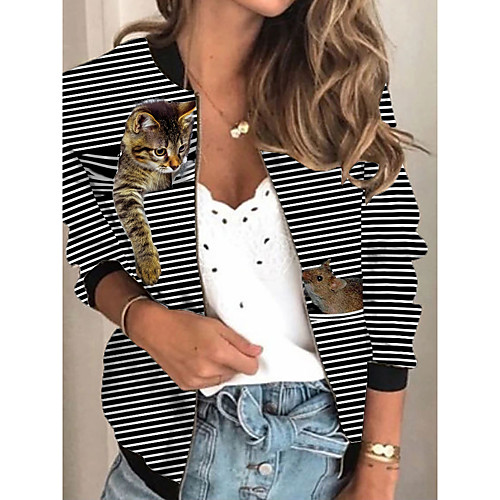 Women's Jacket Daily Spring & Fall Regular Coat Regular Fit Active Streetwear Jacket Long Sleeve Animal Patterned Print Black / Holiday
Women's Jacket Daily Spring & Fall Regular Coat Regular Fit Active Streetwear Jacket Long Sleeve Animal Patterned Print Black / Holiday