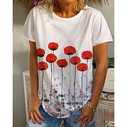 Women's Floral Theme Painting T shirt Floral Graphic Print Round Neck Basic Tops White
Women's Floral Theme Painting T shirt Floral Graphic Print Round Neck Basic Tops White
