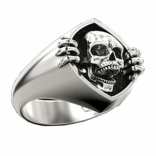vintage punk gothic skull men's ring 925 sterling silver plated skeleton head biker rings for men
vintage punk gothic skull men's ring 925 sterling silver plated skeleton head biker rings for men