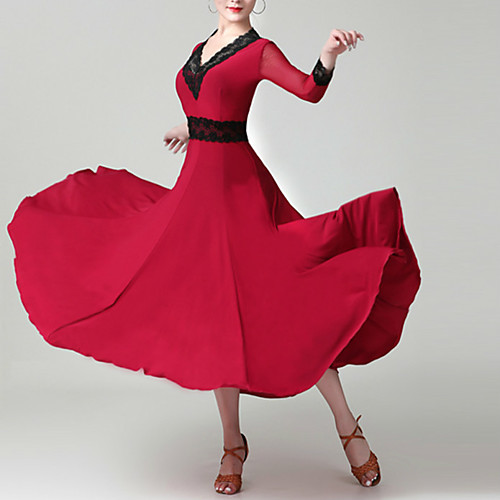 Ballroom Dance Dress Lace Pleats Women's Training Performance 3/4 Length Sleeve Natural Chinlon
Ballroom Dance Dress Lace Pleats Women's Training Performance 3/4 Length Sleeve Natural Chinlon