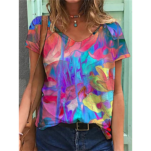 Women's T shirt Graphic Floral Print V Neck Tops Basic Basic Top Blue Yellow Green
Women's T shirt Graphic Floral Print V Neck Tops Basic Basic Top Blue Yellow Green