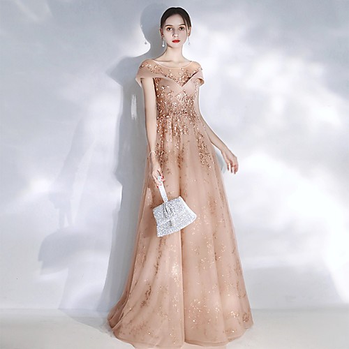 A-Line Sparkle Floral Engagement Formal Evening Dress Illusion Neck Short Sleeve Sweep / Brush Train Tulle with Sequin 2021
A-Line Sparkle Floral Engagement Formal Evening Dress Illusion Neck Short Sleeve Sweep / Brush Train Tulle with Sequin 2021