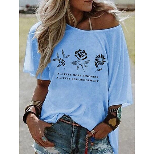 Women's T shirt Floral Print Round Neck Diagonal Neck Tops Hawaiian Basic Top White Blue Yellow
Women's T shirt Floral Print Round Neck Diagonal Neck Tops Hawaiian Basic Top White Blue Yellow