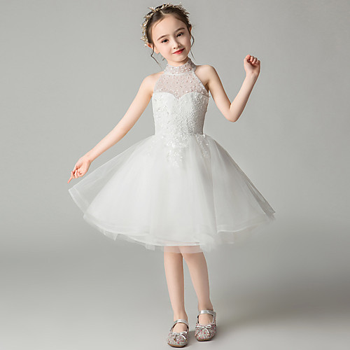 Princess Knee Length Flower Girl Dresses Wedding Tulle Sleeveless Halter Neck with Beading
Princess Knee Length Flower Girl Dresses Wedding Tulle Sleeveless Halter Neck with Beading