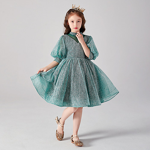 Princess Knee Length Flower Girl Dresses Party Tulle Half Sleeve High Neck with Solid
Princess Knee Length Flower Girl Dresses Party Tulle Half Sleeve High Neck with Solid