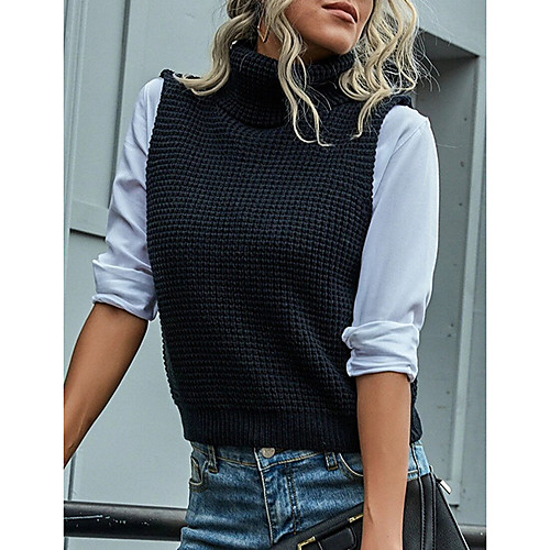 Women's Solid Color Vest Sleeveless Sweater Cardigans Turtleneck Fall Winter Black Brown Gray
Women's Solid Color Vest Sleeveless Sweater Cardigans Turtleneck Fall Winter Black Brown Gray