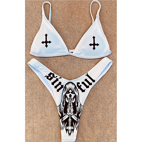 Women's Bikini 2 Piece Swimsuit Push Up Open Back Triangle Tribal Abstract White Swimwear Padded Crop Top Strap Bathing Suits New Casual Sexy / Sports / Letter / Print / Padded Bras / Slim
Women's Bikini 2 Piece Swimsuit Push Up Open Back Triangle Tribal Abstract White Swimwear Padded Crop Top Strap Bathing Suits New Casual Sexy / Sports / Letter / Print / Padded Bras / Slim