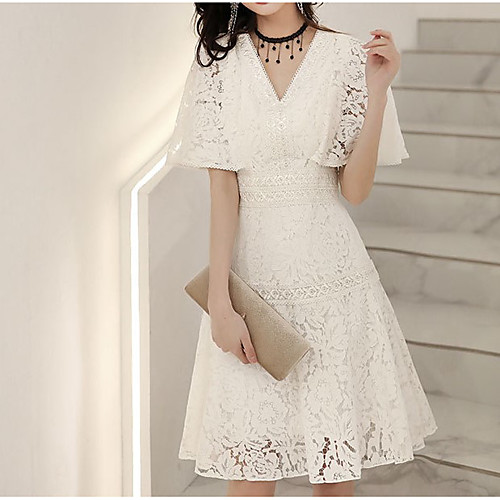 A-Line Flirty Elegant Homecoming Cocktail Party Dress V Neck Half Sleeve Short / Mini Lace with Lace Insert 2021
A-Line Flirty Elegant Homecoming Cocktail Party Dress V Neck Half Sleeve Short / Mini Lace with Lace Insert 2021