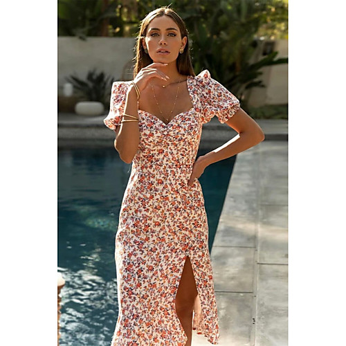 A-Line Floral Boho Holiday Party Wear Dress V Neck Short Sleeve Tea Length Cotton with Split Pattern / Print 2021
A-Line Floral Boho Holiday Party Wear Dress V Neck Short Sleeve Tea Length Cotton with Split Pattern / Print 2021