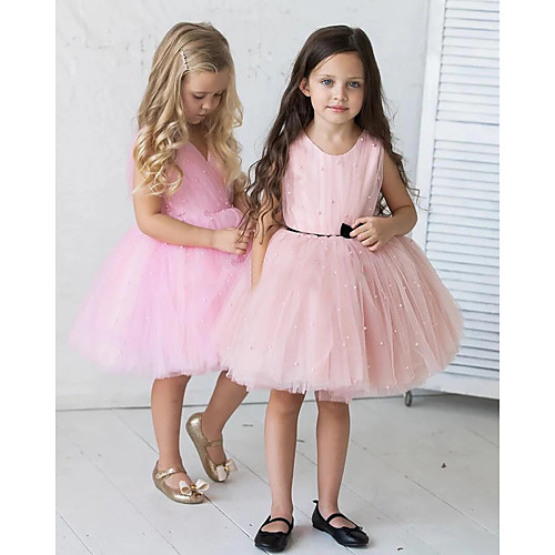 Princess Knee Length Flower Girl Dresses Party Tulle Sleeveless Jewel Neck with Pleats
Princess Knee Length Flower Girl Dresses Party Tulle Sleeveless Jewel Neck with Pleats