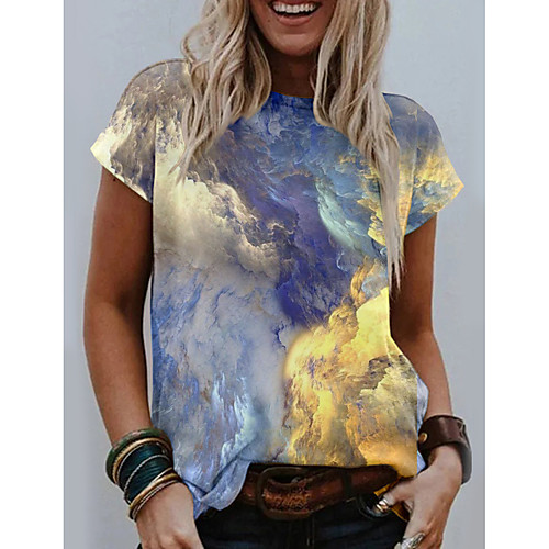Women's Abstract Geometric Painting T shirt Graphic Scenery Print Round Neck Basic Tops Blue Purple Yellow
Women's Abstract Geometric Painting T shirt Graphic Scenery Print Round Neck Basic Tops Blue Purple Yellow