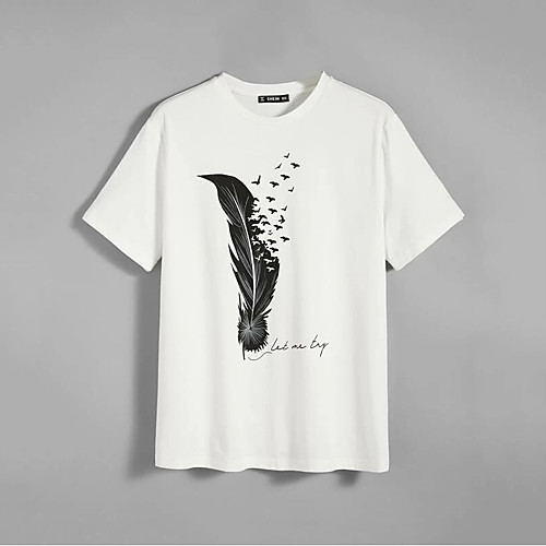 Men's Unisex T shirt Shirt Hot Stamping Feather Plus Size Print Short Sleeve Casual Tops 100% Cotton Basic Casual Fashion Round Neck White / Summer
Men's Unisex T shirt Shirt Hot Stamping Feather Plus Size Print Short Sleeve Casual Tops 100% Cotton Basic Casual Fashion Round Neck White / Summer