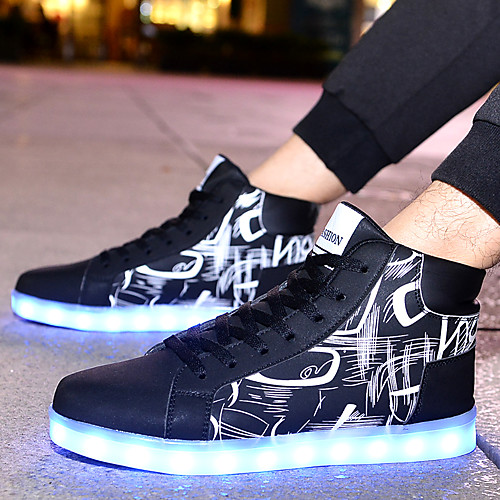 Men's Sneakers Light Up Shoes Casual Daily Walking Shoes PU Breathable Non-slipping Wear Proof Black and White Black / Red Spring
Men's Sneakers Light Up Shoes Casual Daily Walking Shoes PU Breathable Non-slipping Wear Proof Black and White Black / Red Spring