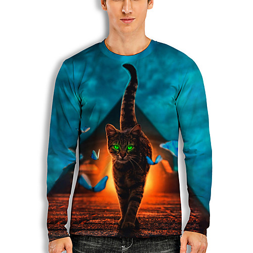 Men's T shirt 3D Print Cat Graphic Prints Animal 3D Print Long Sleeve Daily Tops Basic Casual Hawaiian Blue
Men's T shirt 3D Print Cat Graphic Prints Animal 3D Print Long Sleeve Daily Tops Basic Casual Hawaiian Blue