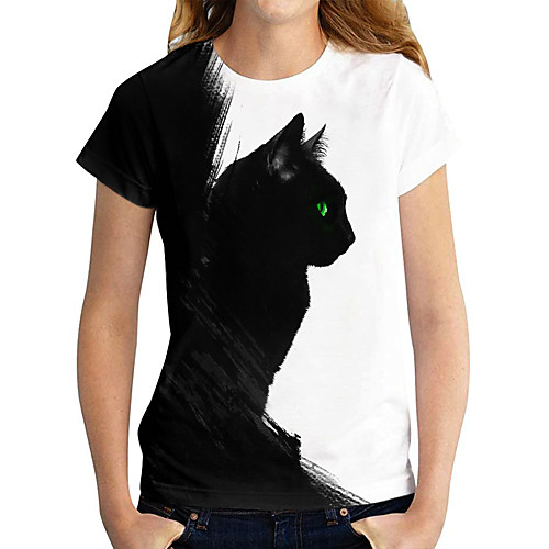 Women's Going out 3D Cat T shirt Cat Graphic 3D Print Round Neck Basic Tops Black
Women's Going out 3D Cat T shirt Cat Graphic 3D Print Round Neck Basic Tops Black
