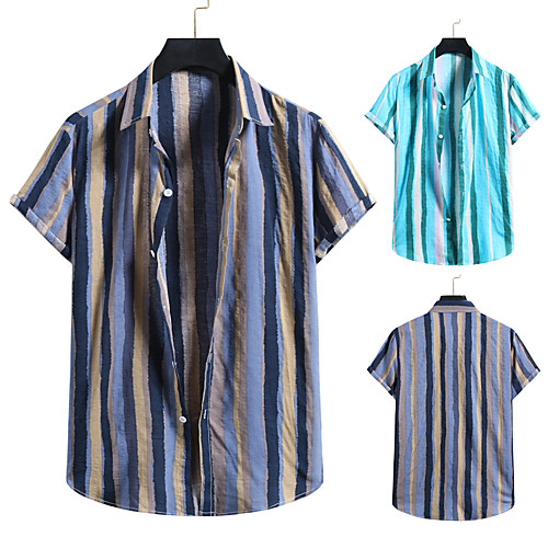 Men's Shirt Other Prints Striped Print Short Sleeve Casual Tops Hawaiian Beach Button Down Collar Blue Gray
Men's Shirt Other Prints Striped Print Short Sleeve Casual Tops Hawaiian Beach Button Down Collar Blue Gray