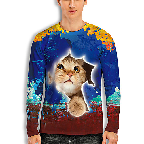 Men's T shirt 3D Print Cat Graphic Prints Animal 3D Print Long Sleeve Daily Tops Basic Casual Hawaiian Blue
Men's T shirt 3D Print Cat Graphic Prints Animal 3D Print Long Sleeve Daily Tops Basic Casual Hawaiian Blue