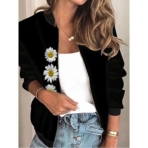 Women's Jacket Daily Spring & Fall Regular Coat Regular Fit Active Streetwear Jacket Long Sleeve Plants Print Yellow Black / Holiday
Women's Jacket Daily Spring & Fall Regular Coat Regular Fit Active Streetwear Jacket Long Sleeve Plants Print Yellow Black / Holiday