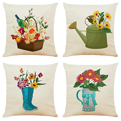 4 pcs Linen Pillow Cover, Floral&Plants Simple Modern Square Zipper Traditional Classic
4 pcs Linen Pillow Cover, Floral&Plants Simple Modern Square Zipper Traditional Classic
