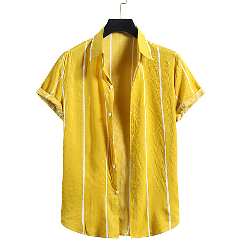 Men's Shirt Other Prints Striped Print Short Sleeve Casual Tops Hawaiian Beach Button Down Collar Yellow White
Men's Shirt Other Prints Striped Print Short Sleeve Casual Tops Hawaiian Beach Button Down Collar Yellow White