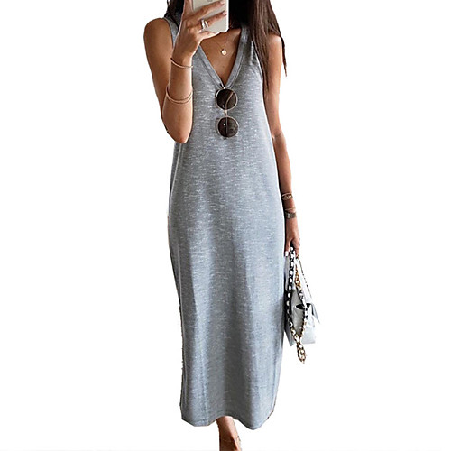 Women's Shift Dress Midi Dress Gray Sleeveless Solid Color Spring Summer V Neck Casual 2021 S M L XL
Women's Shift Dress Midi Dress Gray Sleeveless Solid Color Spring Summer V Neck Casual 2021 S M L XL